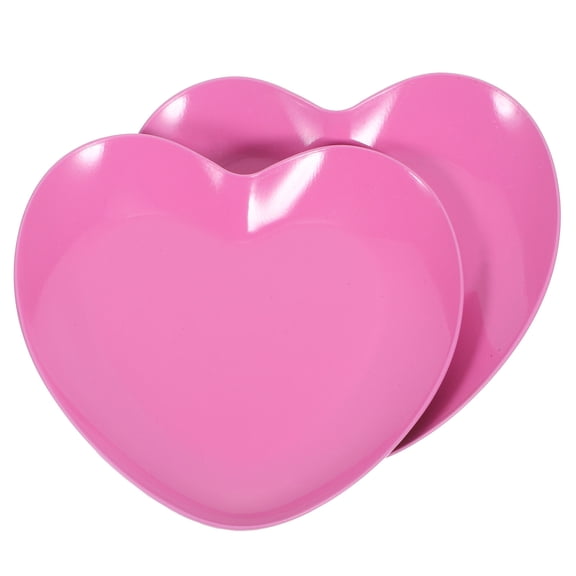 WASHWEPE Compact Heart Shaped Jewelry Dishes Pink Stainless Steel 2Pcs for Dressing Table
