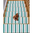 thumbnail image 2 of Teal Green Grey Stripe Stair Treads Non Slip for Steps Classic Modern 7 Pcs Reusable Adhesive Stair Runner Mats for Dogs Elders Carpet Treads Rugs for Staircase 8x30 In, 2 of 7