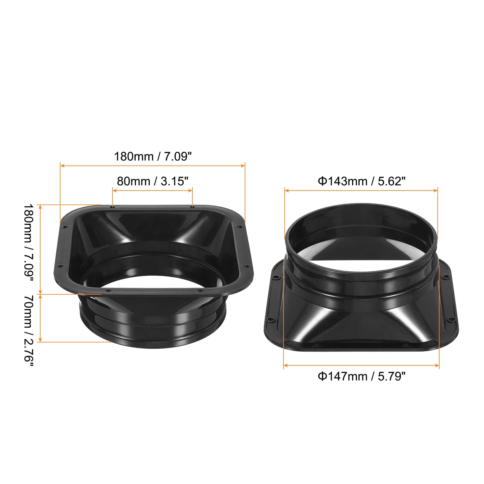 Uxcell 6" Duct Connector Flange, PP Dryer Vent Wall Plate Square to Round for Air Heating Cooling Ventilation