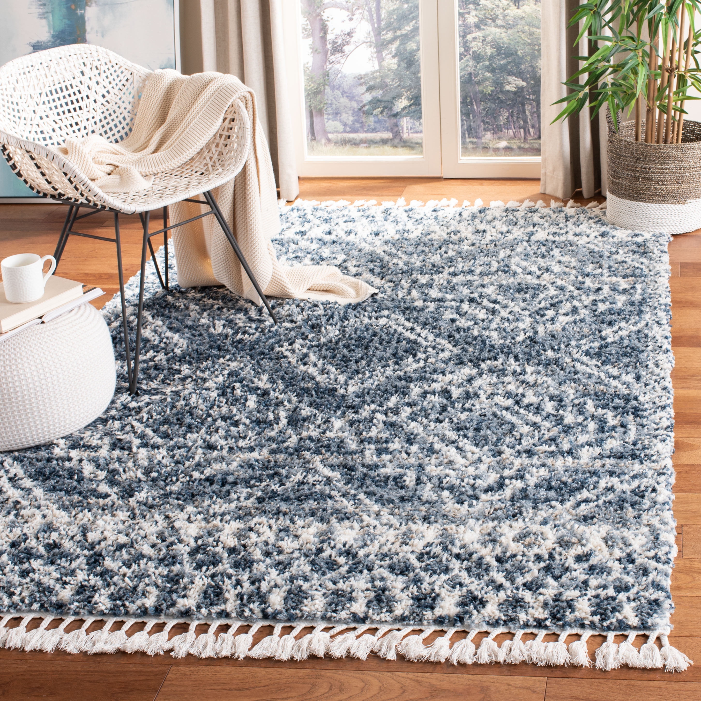 Safavieh Melrose Shag Rug Collection Distressed Geometric Transitional