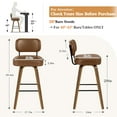 thumbnail image 5 of WOOW DEPOT PU Swivel Counter Height Bar Stools Set of 1, 29" Upholstered Brown Modern Kitchen Barstools w/ Faux Leather Mid-Back & Wood Legs, Mid Century Bar Chair Island Stool, 5 of 11