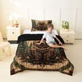 thumbnail image 4 of Manfei Woodland Bear Print Twin Comforter Sets,Vintage Wildlife Bedding Set,Green Brown,Black Reversible,2 Pieces,1 Comforter and 1 Pillowcase, 4 of 7