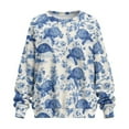 thumbnail image 4 of SCRAWLGOD Sea Turtle Floral Print Blue White Womens Long Sleeve Sweatshirts Casual Crewneck Pullover Tops Drop Shoulder Fashion Sweatshirt with Pocket for Daily Wear, XL, 4 of 7
