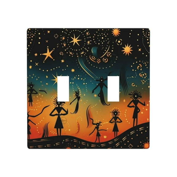 2 Gang Double Toggle Wall Plate Light Switch Cover Wallplate - retro Southwestern Kokopelli Starry Sky