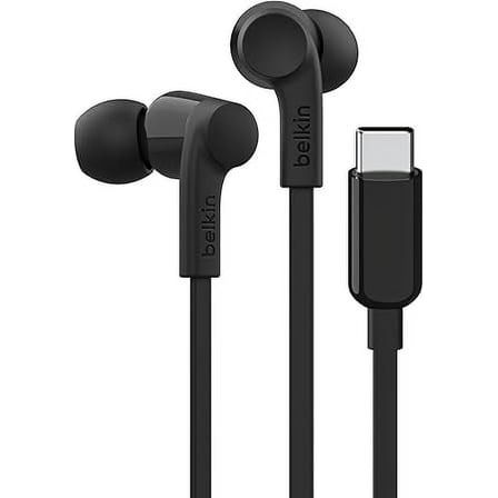 Belkin SoundForm Wired Earbuds with USB-C Connector, in-Ear Earphones w/Microphone - Headphones for iPhone 16, iPad Mini, Galaxy S24, Android, Nintendo Switch 2 & More - Black