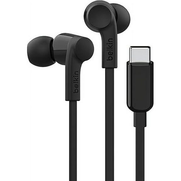 Belkin SoundForm Wired Earbuds with USB-C Connector, in-Ear Earphones w/Microphone - Headphones for iPhone 16, iPad Mini, Galaxy S24, Android, Nintendo Switch 2 & More - Black