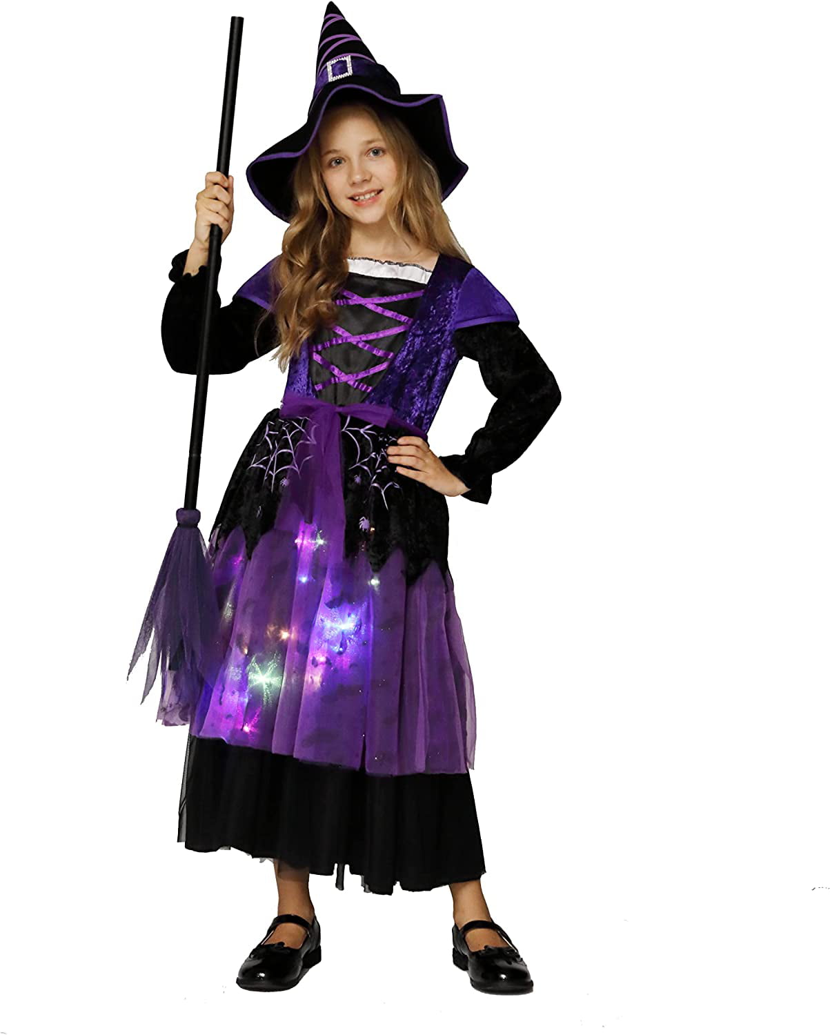 Witch Costume Halloween for Girls Toddler,Light Up Witch Costume ...