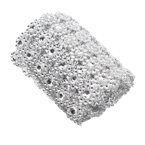 Cinta de malla de plástico con cristales brillantes, flores, diamantes de imitación, 10 yardas Astilla