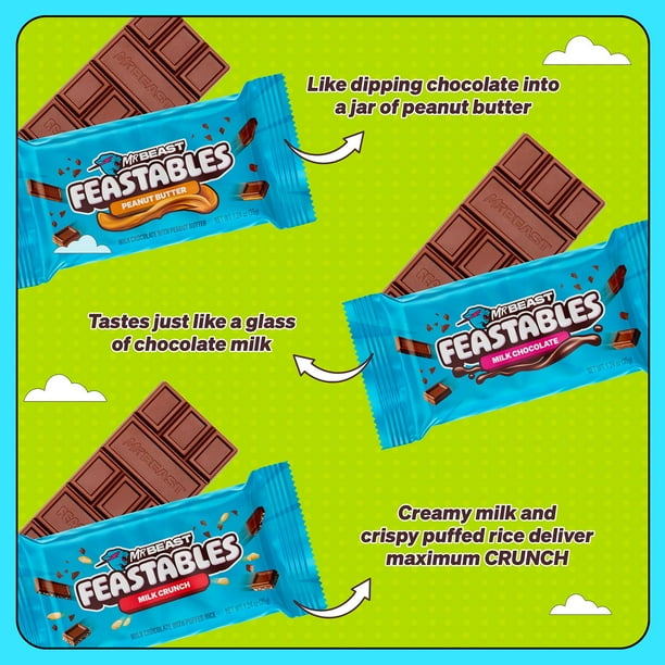 Feastables MrBeast Variety Pack Milk Chocolate Bars, 1.24 oz