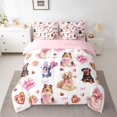 thumbnail image 2 of Castle Fairy Boys Girls Cartoon Animal Bow Dogs Twin Bedding Sets 7-Piece,Happy Valentine's Day Bedding Comforter Set Microfiber,Kawaii Love Heart Print Breathable Sheet Sets,Luxury Bedroom Decor, 2 of 8