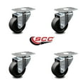 thumbnail image 2 of 3 Inch Soft Rubber Wheel Swivel Top Plate Caster Set Service Caster Brand, 2 of 2