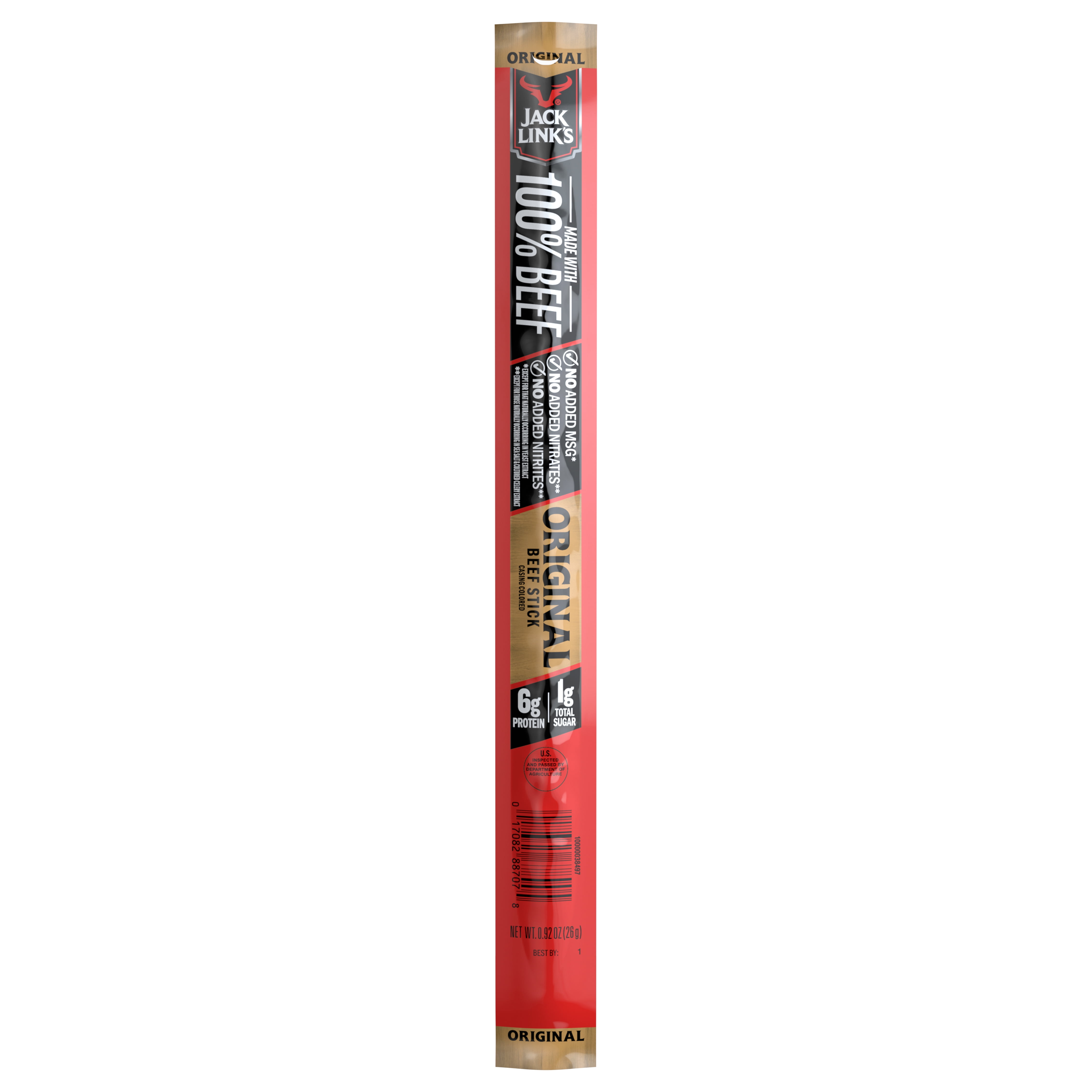 Jack Links Original Beef Sticks, 100% Beef, Meat Stick, 6g Protein Per Stick, 0.92 oz.