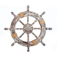 thumbnail image 6 of Wooden Ship Wheel Pine Wood Torched (Antique Black Finish) - Yellow Rope - (24 Inches, Antique), 6 of 6