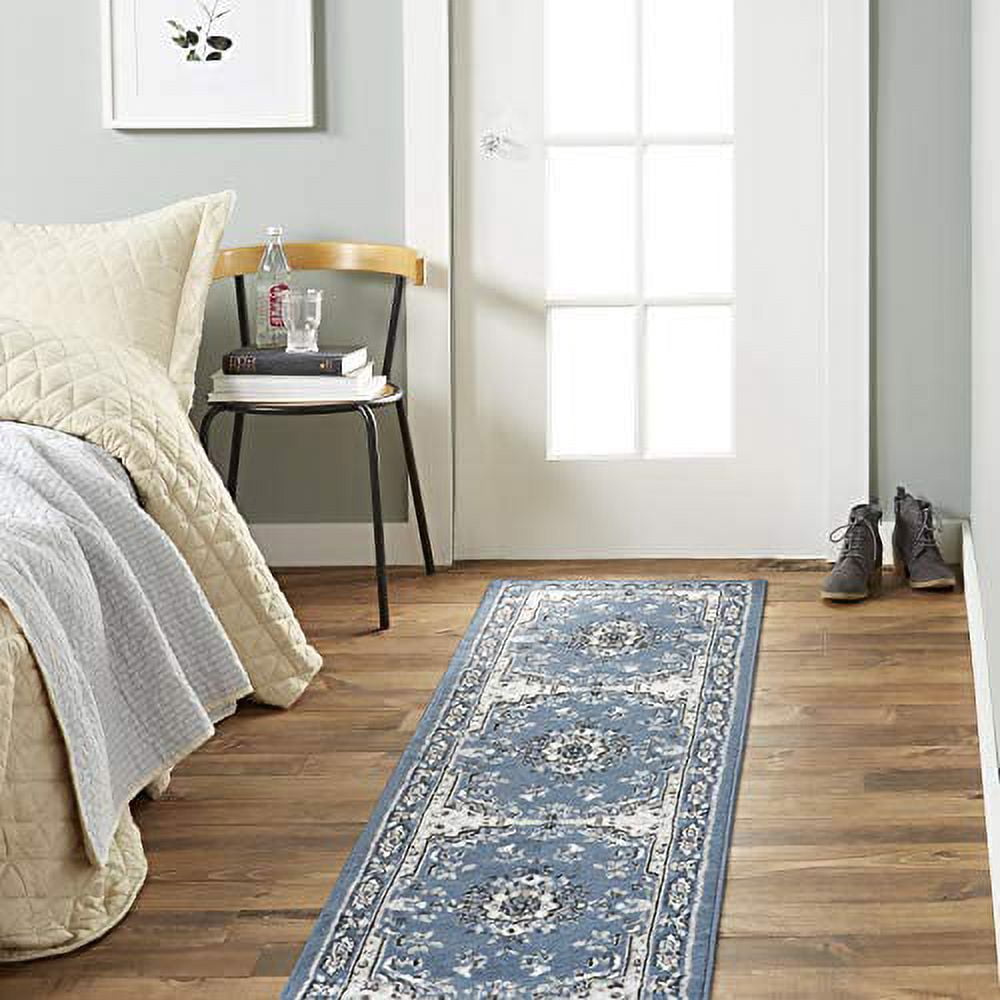 Home Dynamix Premium Sakarya Traditional Medallion Runner Area Rug, Blue/Ivory, 1'9"x7'2"