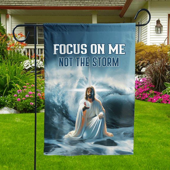 Lotusprinthandmade Jesus Focus on Me 100% Polyester Garden Flag 12x18 inches, Jesus on Water Flag, Jesus Christian Flag