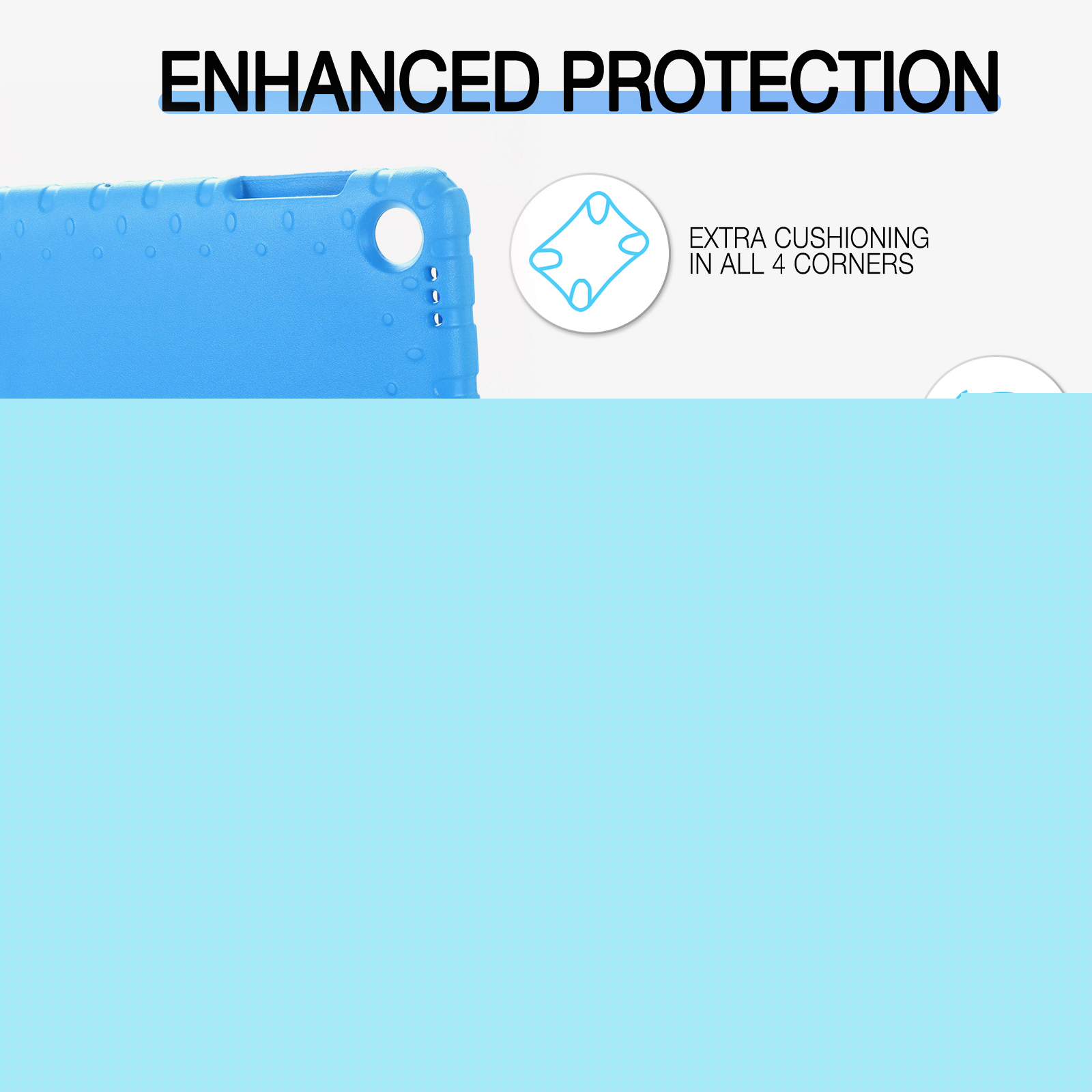 thumbnail image 3 of for Samsung Galaxy Tab A9+/ Tab A9 Plus Case 11 inch 2023 SM-X210/X215/X216 case, Shockproof, Silicone Rubber EVA Portable Handle Stand Protective Kids Cover Case, Blue, 3 of 5