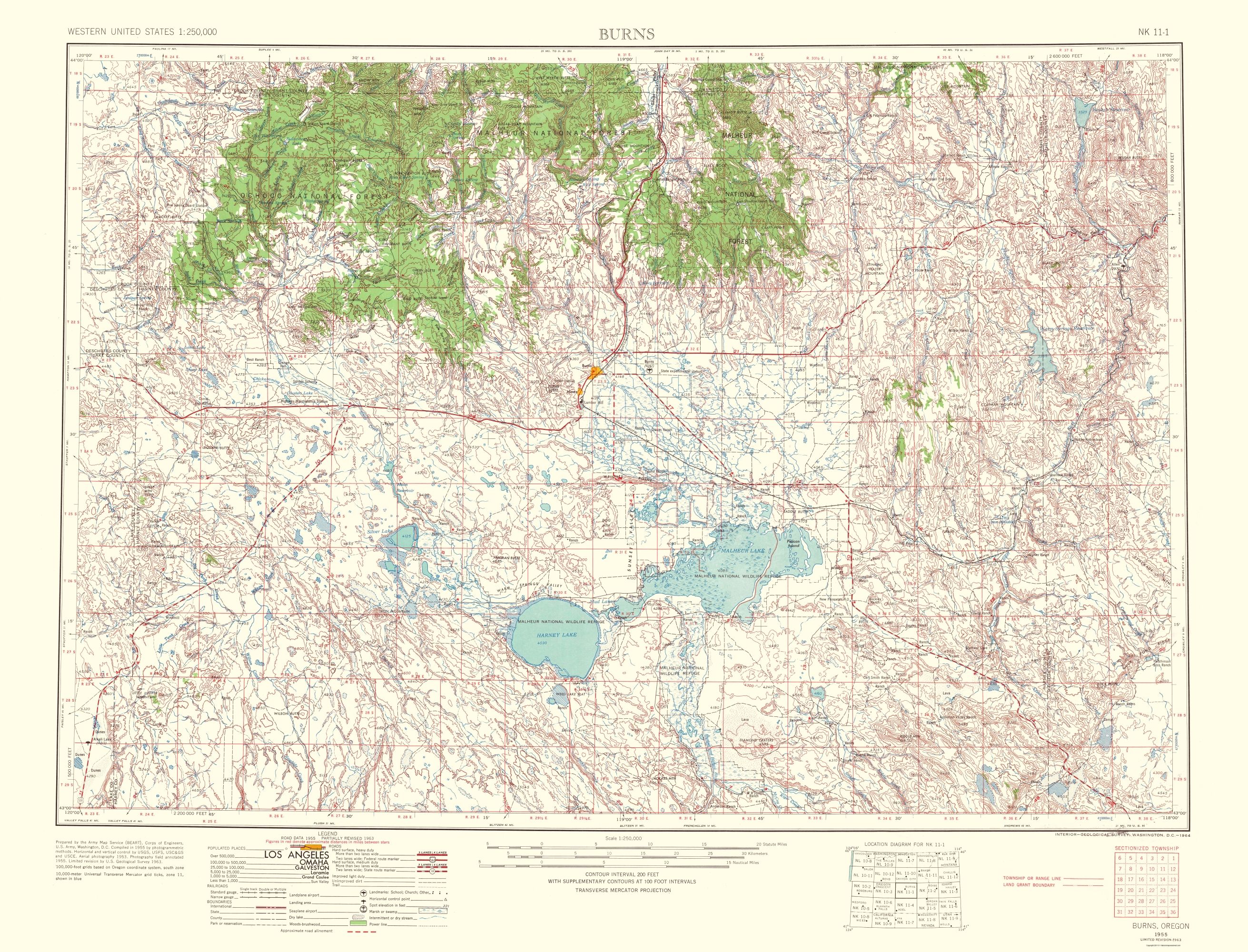 Burns Oregon Quad USGS 1964 23 x 30.15
