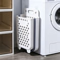 thumbnail image 2 of Foldable Hanging Laundry Hamper Bag, Large Capacity Wall Mount Dirty Clothes Basket With Hooks Collapsible Storage Basket For Bathroom Bedroom, 2 Sizes Available, White, 2 of 6