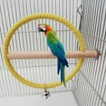 thumbnail image 4 of Playground Wood Perch Stand Parakeet Macaw Chicken Chewing Standing Climbing Training Hammock Toy - Yellow, 4 of 5