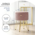 thumbnail image 3 of Hearth & Harbor Round Ottoman with Storage, Luxurious Foot Stool and Chic Vanity Stool with Storage, Elegant Boucle Pink, 3 of 8