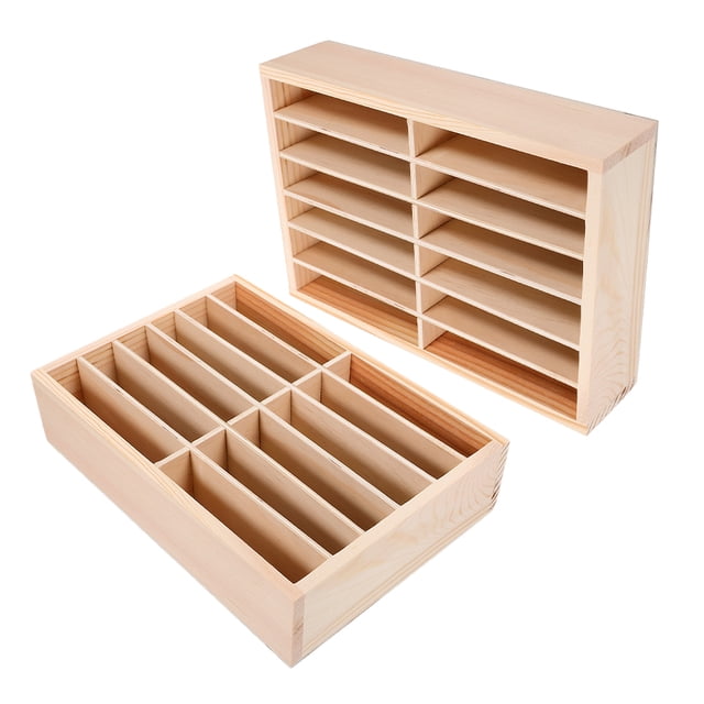 Raindrops 2Pcs Wooden Mobile Phone Holder Box Beige for Office and Classroom Phone Protection and Storage