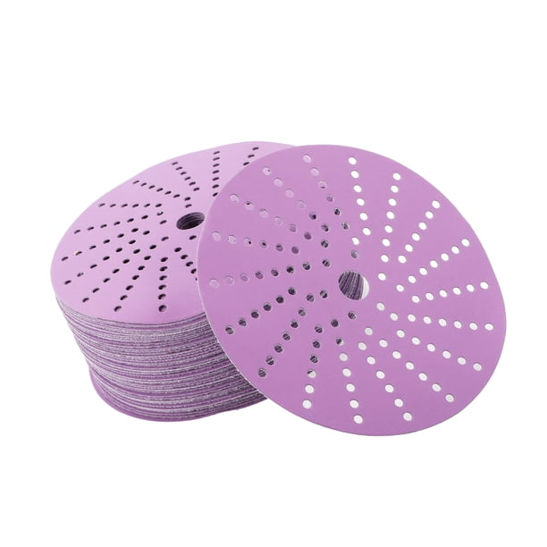 Discos de Lija Redondos de Unique Bargains con Gancho y Bucle para Reparación Automotriz Durabilidad 6 pulgadas 2000 Grano 50 Pcs Púrpura
