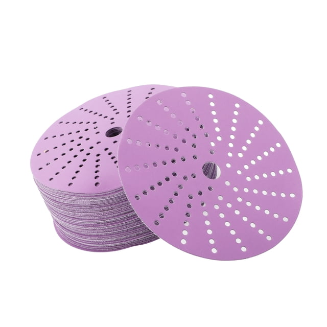 Unique Bargains Disques de Ponçage Ronds Crochet et Boucle Papier de Verre Réparation Automobile Durabilité 6 Pouces 2000gril 50 Pcs Violet