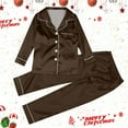 thumbnail image 2 of IWRICH Christmas Pajamas for Family Silk Satin Holiday Matching Set Long Sleeve Button down Comfy Two Piece Loungewear Kids 120, 2 of 8