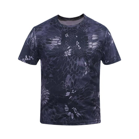 Nmnitkp Men s UPF 50+ Sun Protection Shirts Swim SPF UV Quick Dry Short Sleeve T-Shirts for Athletic Fishing Training & Camouflage and Solid Color Print Mens Sun Protection Shirts