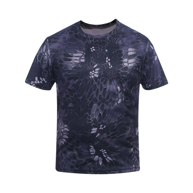Birdeem Shirts for Men Mens Summer Lightweight Breathable Snug Camouflage Quick Drying Short Sleeved Round Neck Tops