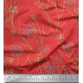 thumbnail image 1 of Soimoi Orange Poly Georgette Fabric Grass & Wildflower Floral Print Fabric by the Yard 42 Inch Wide, 1 of 1