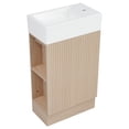 thumbnail image 6 of Glavbiku Bathroom Vanity with Sink & Ceramic Top,2 Tier Shelf,Toilet Rolls Holder,18.6" W,Natural, 6 of 12