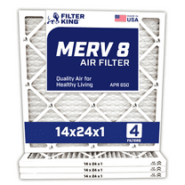 Filter King 14x24x1 Air Filter | 4-PACK | MERV 8 HVAC Pleated A/C Furnace Filters | MADE IN USA | Actual Size: 13.5 x 23.5 x .75"