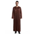 thumbnail image 1 of Ceisia Men's Long Sleeve Solid Color Satin Robe Loose Fit Full Length Thobe with Embroidery for Ramadan Coffee L Gifts, 1 of 9