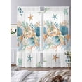 thumbnail image 3 of Beach Coastal Sheer Curtains 84 Inch Length 2 Panels Set Window Treatments, Nautical Shell Starfish Coral Summer Rod Pocket Semi Curtains for Living Room/Bedroom/Kitchen Décor, 104"W x 84"L, 3 of 7