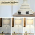 thumbnail image 3 of 27.5" Tall Table Lamp for Living Room Set of 2, Vintage Farmhouse Table Lamps with USB C+A Ports, 3-Way Dimmable Touch Bedside Lamps, Tradition Bedroom Lamps for Nightstand Side End Table Desk, White, 3 of 17