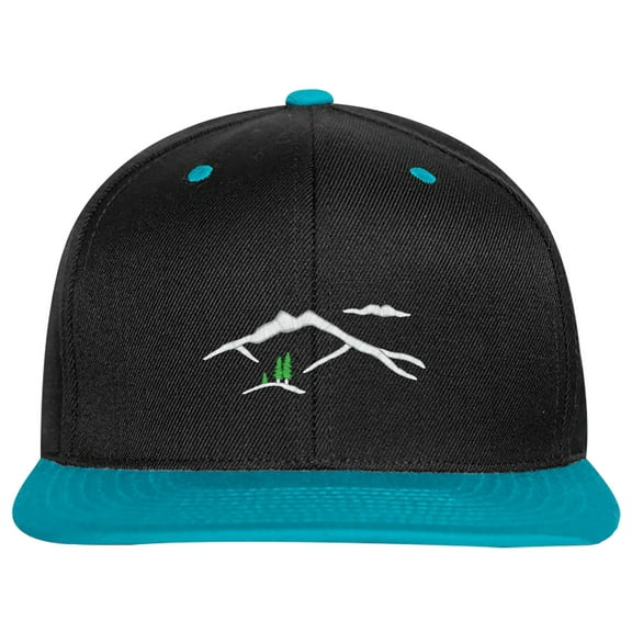 Embroidered Mountain Silhouette Logo-EM-0041-Black-Teal
