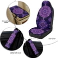 thumbnail image 6 of Xoenoiee Purple Boho Mandala Flower Pattern Car Front Seat Covers Set of 5, Car Accessories for Men Women, PU Leather Bucket Seat Covers with Seatbelt Covers Armrest Pad Universal for Truck SUV Vans, 6 of 7