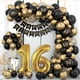 thumbnail image 2 of Diseño de escena de cumpleaños de estudiante con globo de oro negro de 16 años, globo de cumpleaños, cadena de globos de metal para fiesta, 2 of 6