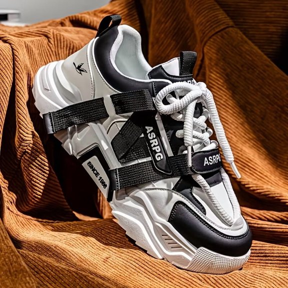 Men's Casual Sneakers, Multi-color Spliced PU Upper. Lace-up. Low-top. Bread Shoe Style. Suitable for All Seasons. Ideal for: Hiking, Traveling, Sports, Outdoor Activities, Streetwear, Skateboarding