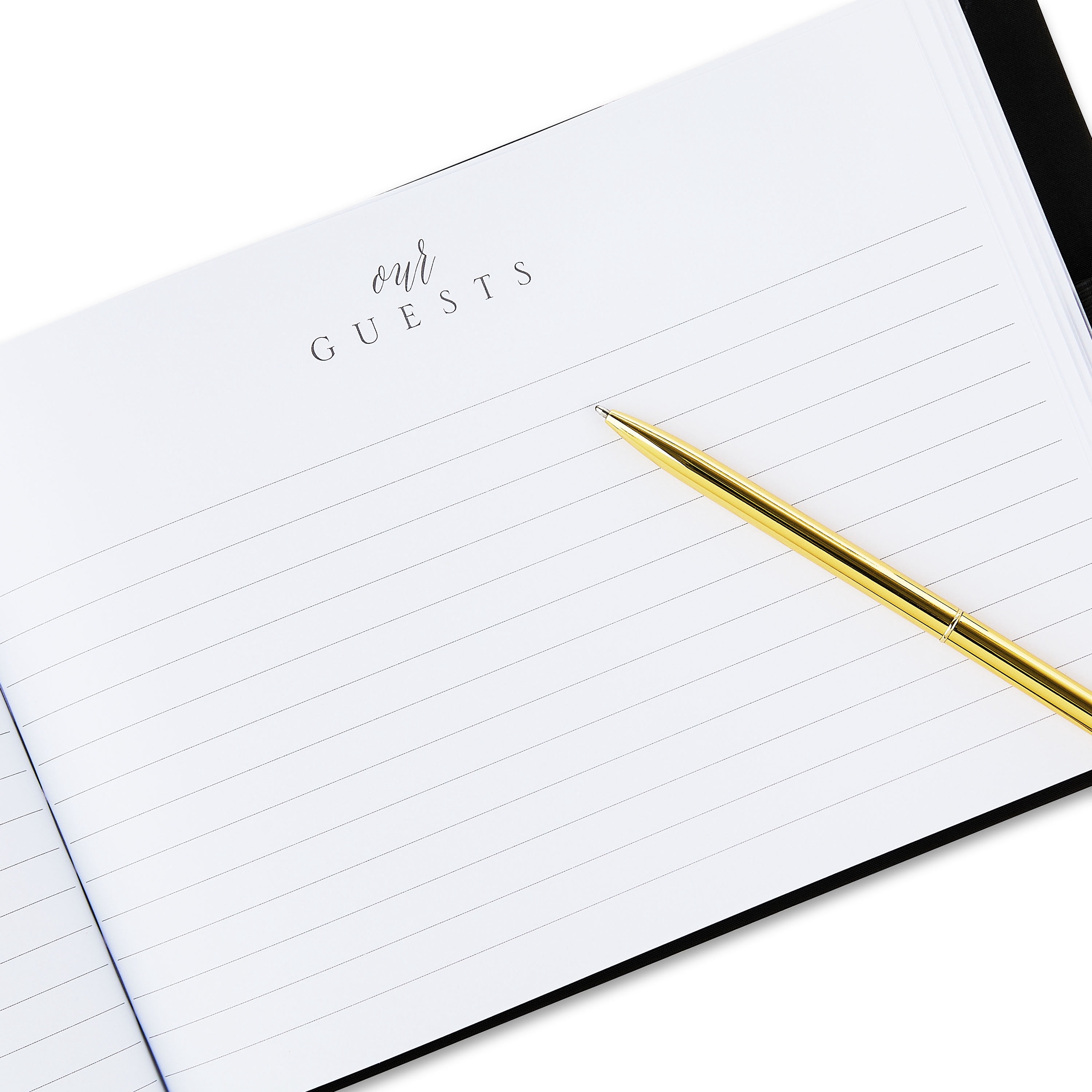 Wedding Guest Book and Pen, Black, 9.75" x 6.25", by Way To Celebrate