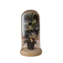 Eqiqhoxyi Eternal Flower Preserved Rose Bouquet in Glass Dome Elegant Decoration - 8.46x4.33" Romantic Ornament for Valentine's/Christmas Gift & Desktop Decor,Black