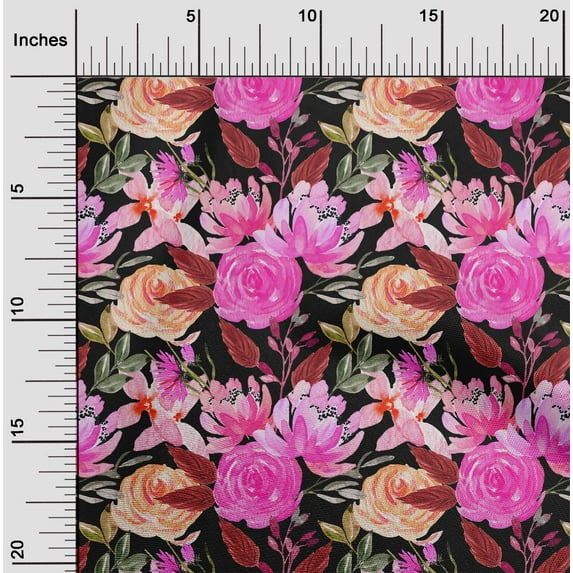 oneOone Cotton Poplin Twill Fuschia Pink Fabric Florals Fabric For Sewing Printed Craft Fabric By The Yard 56 Inch Wide-032