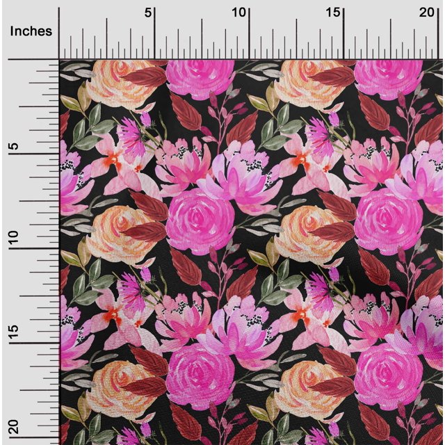 oneOone Polyester Spandex Fuschia Pink Fabric Florals Sewing Material Print Fabric By The Yard 56 Inch Wide-RBS