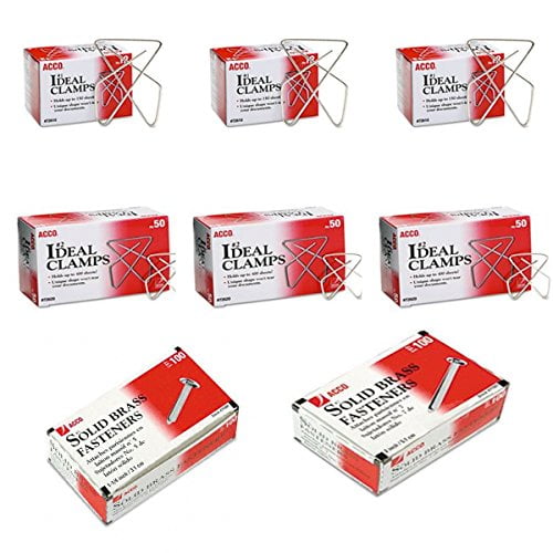 ACCO Ideal Butterfly Clamps & Solid Brass Paper File Fasteners [8 Piece