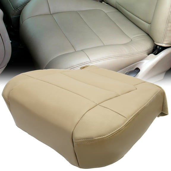 Kojem Driver Side Bottom Seat Cover Leather Tan Compatible with 2001 2002 2003 Ford F150 Lariat 2WD 4X4 FX4 Single Cab, Super Crew