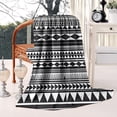 thumbnail image 4 of Black White Ethnic Pattern Blanket,Comfortable Soft Lamb Wool Throw Blanket,All Season,Warm Lightweight Blankets for Sofa Bed Couch Living Room Chair,50"x60", 4 of 4