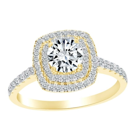 Jewel Zone Us Round Shape White Cubic Zirconia Square Double