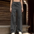 thumbnail image 5 of Usloyux Women's Drawstring Cargo Pants Wide Leg with Pockets Elastic Waisted Casual Solid Streetwear Lounge Long Pants for Vacation Travel, Dark Gray XL, 5 of 8