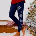 thumbnail image 2 of Fiaer Christmas Women's Black Leggings Snowflake Graphic High Waisted Pants Plus Size Cozy Trendy Tight Trousers Dark Blue S, 2 of 4